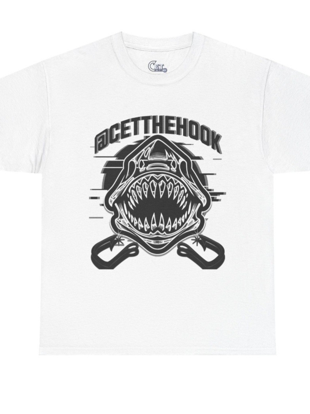 White Unisex Mens cet The hook Shark Fishing T Shirt Graphic Tee NEW